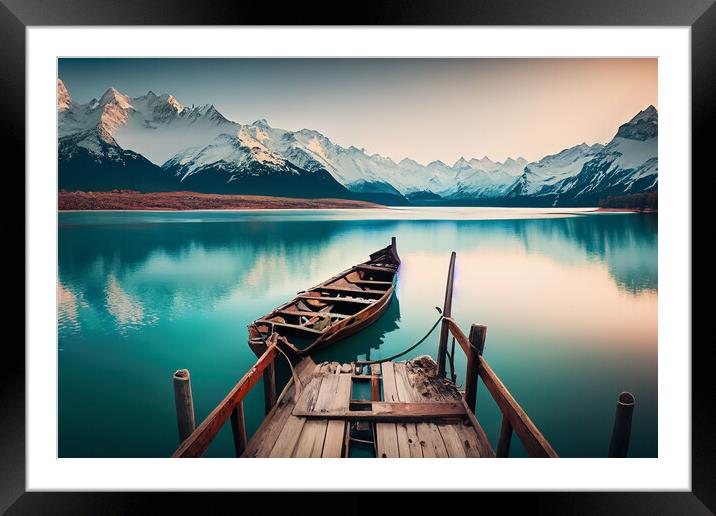 The Boat On The Lake Framed Mounted Print by Steve Purnell