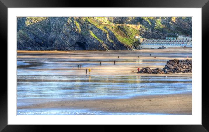 Newquay Beach Morning Panorama Framed Mounted Print by David Pyatt