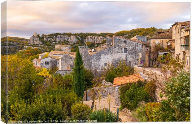 View over the roofs of the village of Balazuc. Photography taken Canvas Print by Laurent Renault