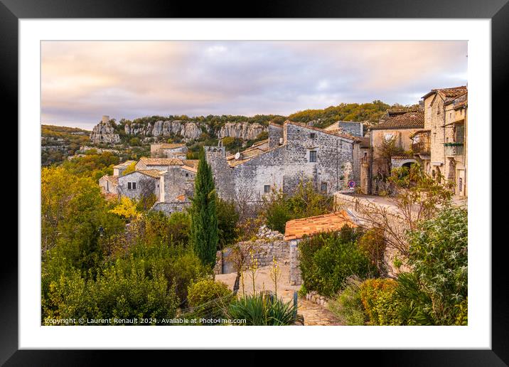 View over the roofs of the village of Balazuc. Photography taken Framed Mounted Print by Laurent Renault