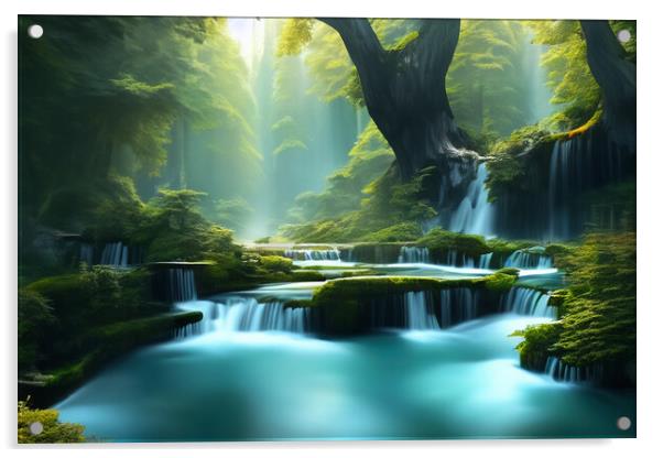 Woodland Waterfalls Acrylic by Steve Purnell