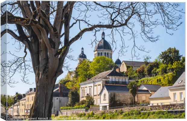 Segré village, and his church Sainte-Madeleine. Photography tak Canvas Print by Laurent Renault
