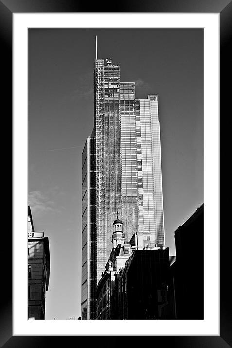 Heron Tower London black and white Framed Mounted Print by Gary Eason