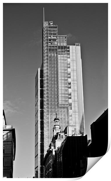 Heron Tower London black and white Print by Gary Eason