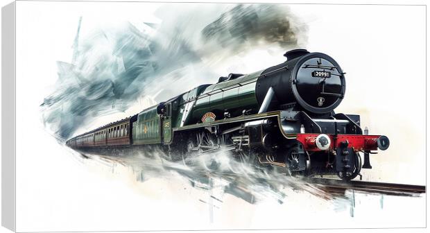 Flying Scotsman inspired Steam Train Art Canvas Print by T2 