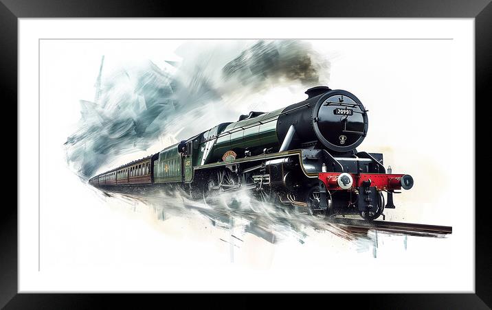 Flying Scotsman inspired Steam Train Art Framed Mounted Print by T2 