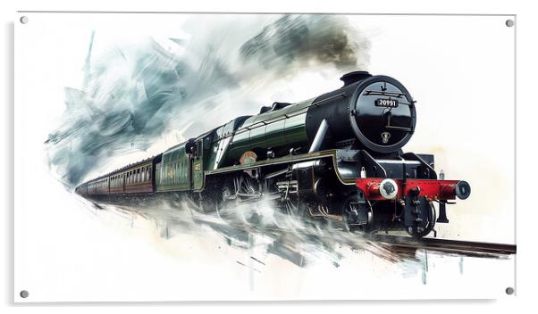 Flying Scotsman inspired Steam Train Art Acrylic by T2 