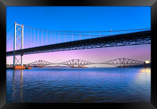 Forth Road and Rail Bridges Framed Print by Alison Chambers