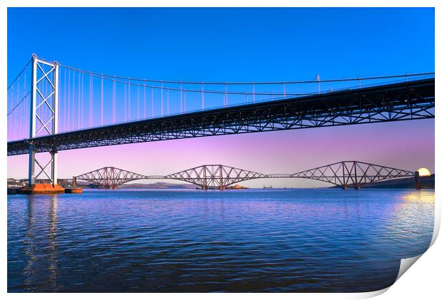 Forth Road and Rail Bridges Print by Alison Chambers