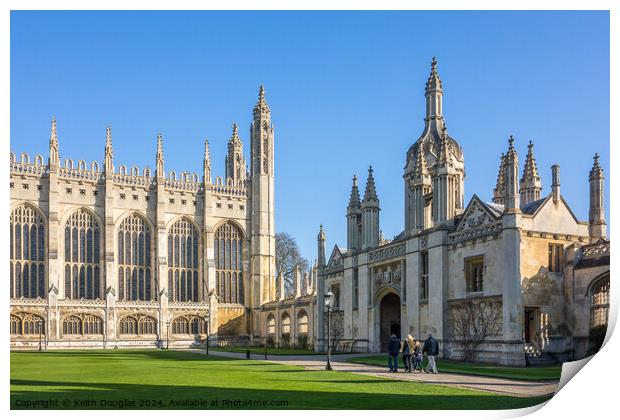 Kings College Cambridge, Front Quad Print by Keith Douglas
