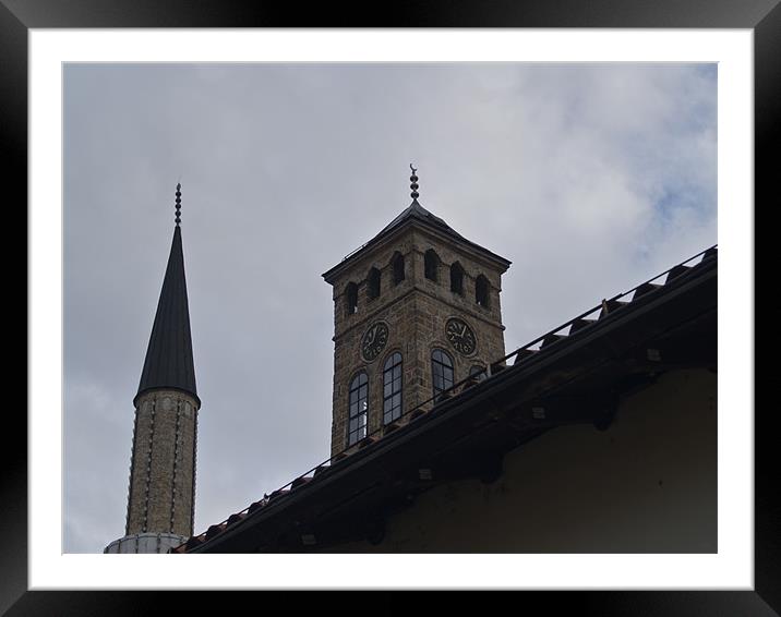 MINARET AND CLOCK TOWER Framed Mounted Print by radoslav rundic