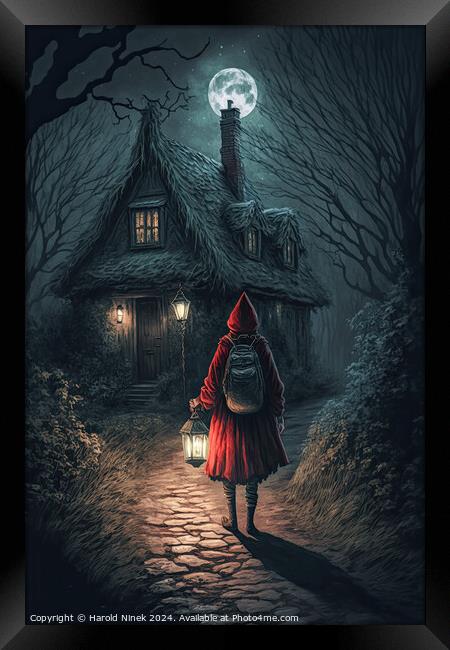 Little Red Riding Hood Framed Print by Harold Ninek