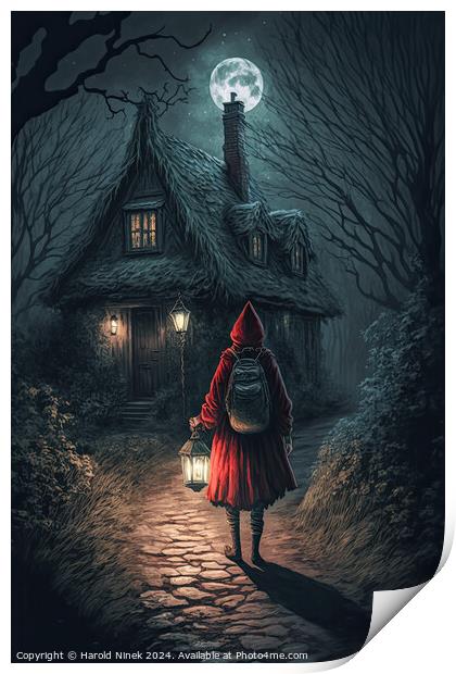 Little Red Riding Hood Print by Harold Ninek