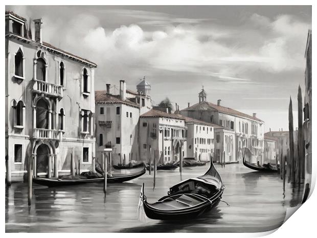 Venetian Splendor: Gondolas gliding on the Grand Canal Print by Luigi Petro