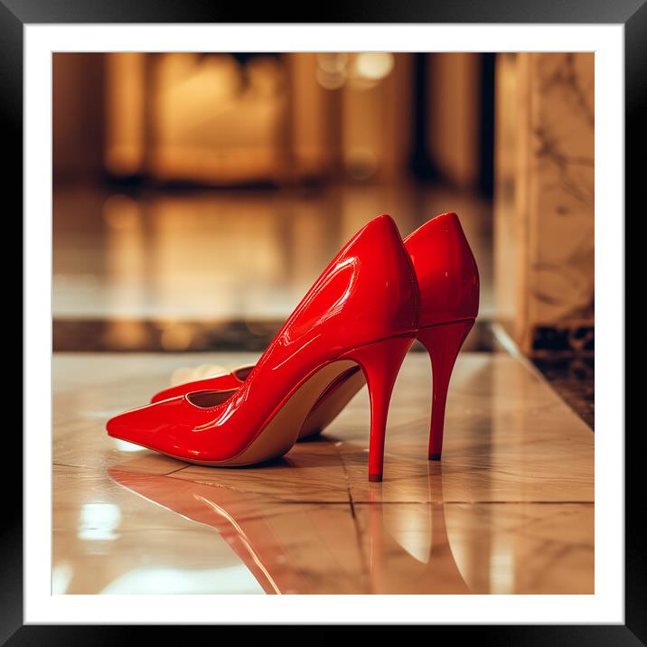 Red Stilettos Framed Mounted Print by T2 