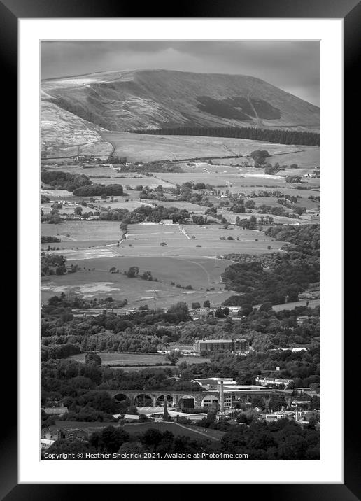 Pendle Hill with Burnley below Framed Mounted Print by Heather Sheldrick