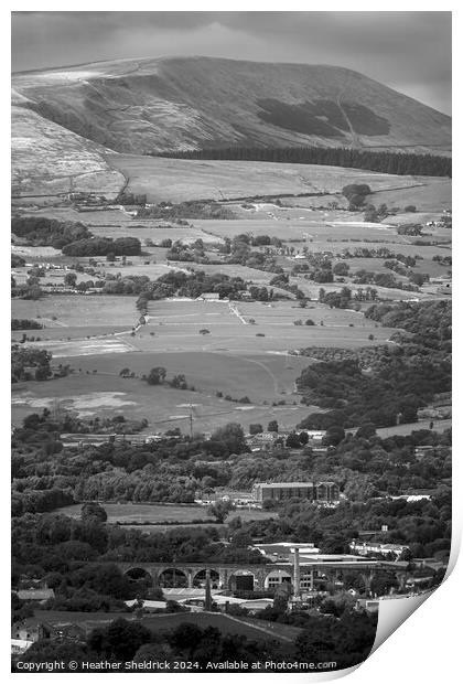 Pendle Hill with Burnley below Print by Heather Sheldrick