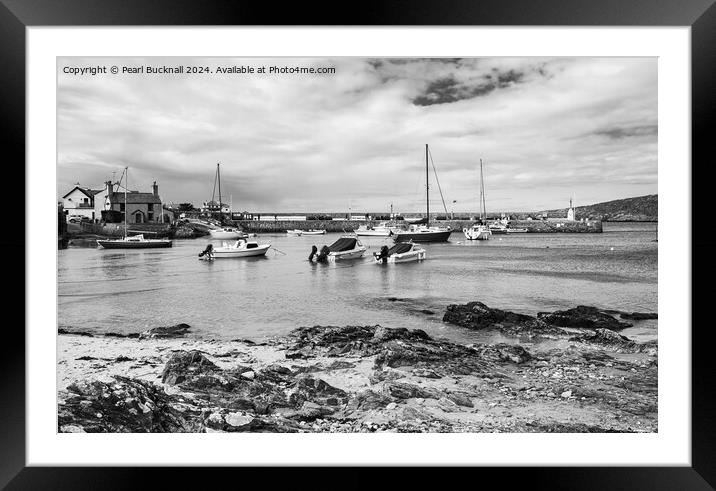 Cemaes Bay Isle of Anglesey Wales black and white Framed Mounted Print by Pearl Bucknall