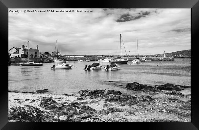 Cemaes Bay Isle of Anglesey Wales black and white Framed Print by Pearl Bucknall