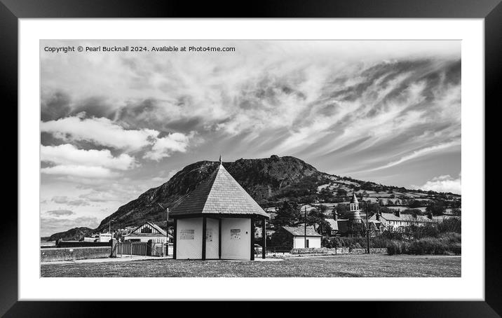 Llanfairfechan Seafront Conwy Wales black and whit Framed Mounted Print by Pearl Bucknall