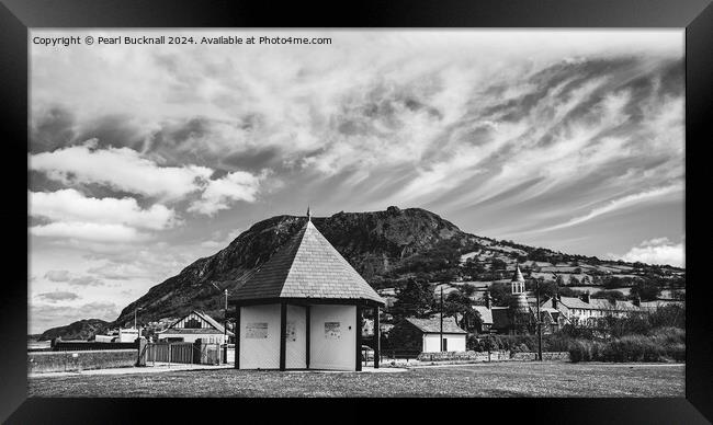 Llanfairfechan Seafront Conwy Wales black and whit Framed Print by Pearl Bucknall