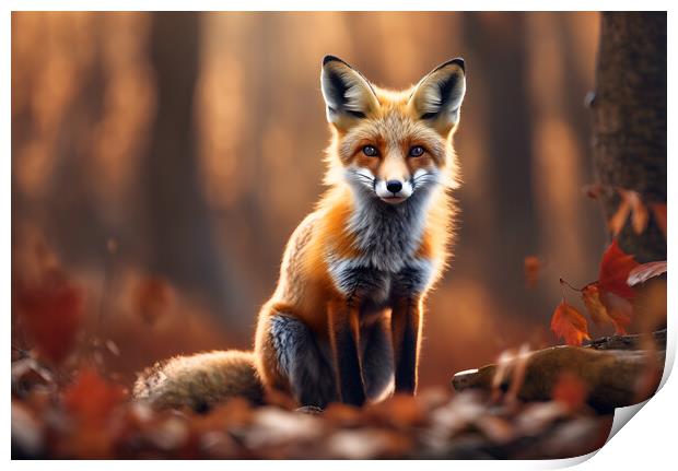 Fox Cub Print by Picture Wizard