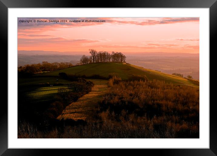 Sunset over Kelson Roundhill Framed Mounted Print by Duncan Savidge