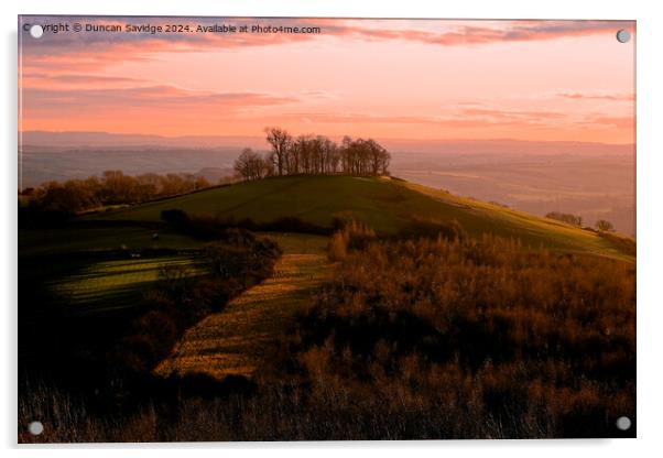 Sunset over Kelson Roundhill Acrylic by Duncan Savidge