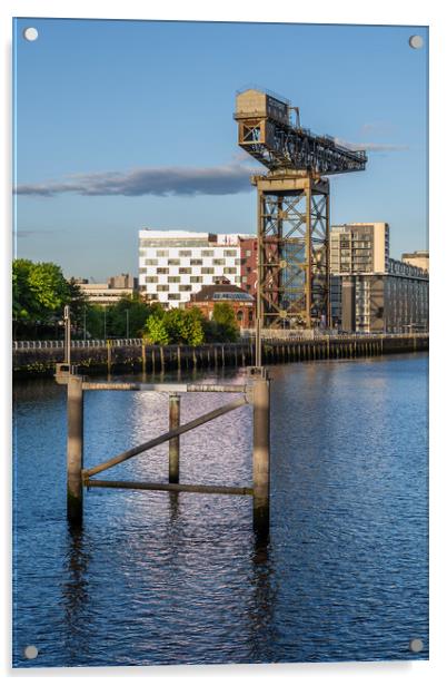 Finnieston Crane At River Clyde In Glasgow Acrylic by Artur Bogacki