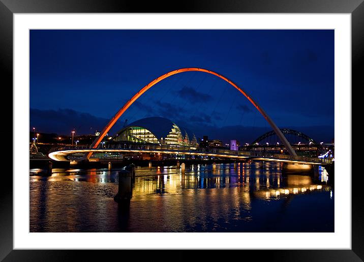 Gateshead Millenium Bridge At Night Framed Mounted Print by Sandi-Cockayne ADPS