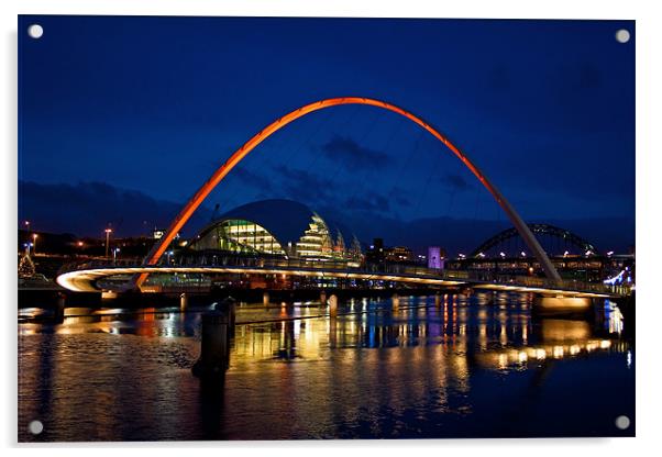 Gateshead Millenium Bridge At Night Acrylic by Sandi-Cockayne ADPS