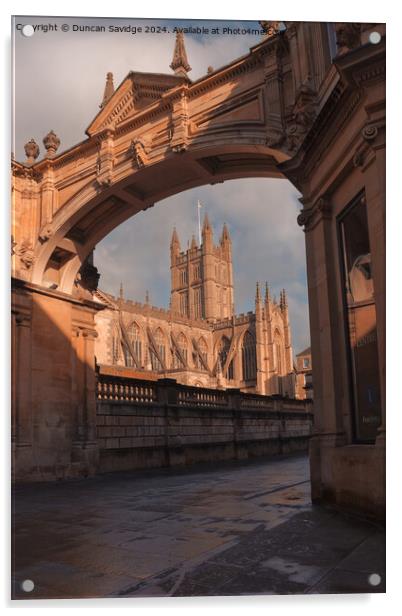 Bath Abbey framed by York Street Archway Acrylic by Duncan Savidge