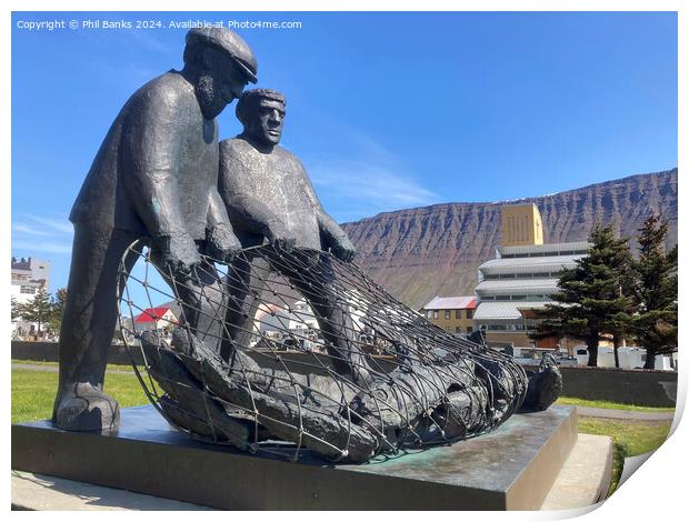 Fishermen's monument - Isafjordur, Iceland Print by Phil Banks