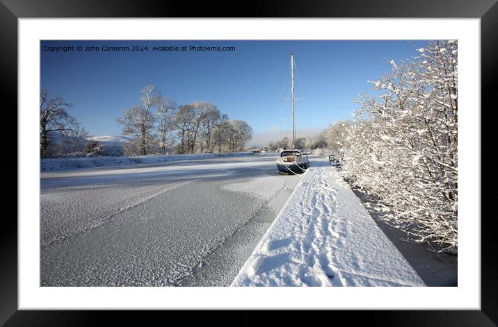 Caledonian Canal in winter. Framed Mounted Print by John Cameron