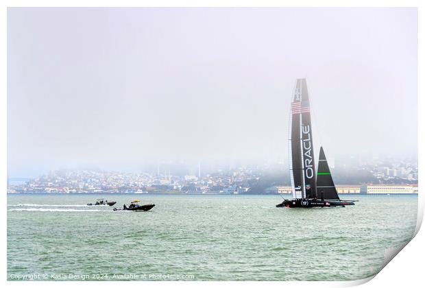Oracle Team USA in San Francisco Bay Print by Kasia Design