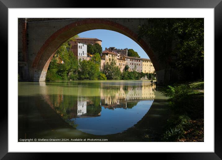Ponte della Concordia roman bridge. Fossombrone, Italy Framed Mounted Print by Stefano Orazzini