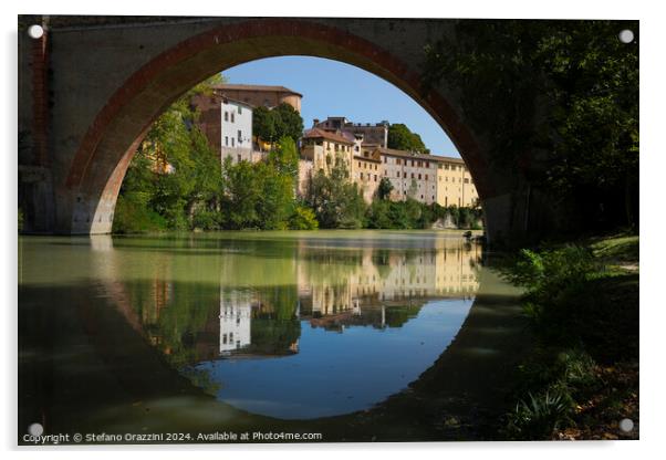 Ponte della Concordia roman bridge. Fossombrone, Italy Acrylic by Stefano Orazzini
