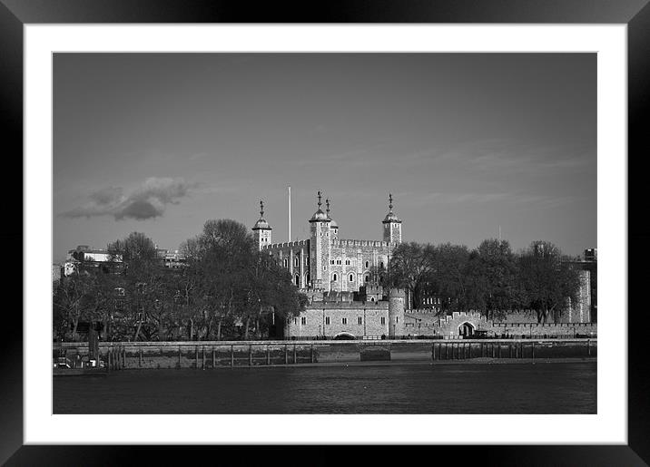 Tower of London riverside B&W Framed Mounted Print by Gary Eason
