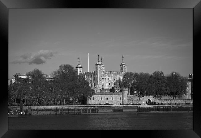 Tower of London riverside B&W Framed Print by Gary Eason