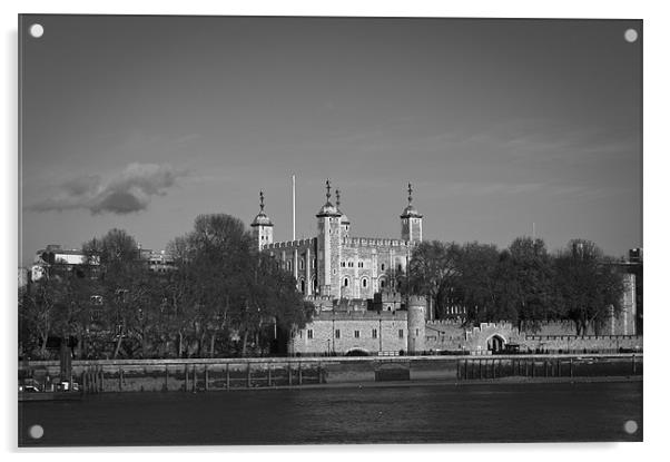 Tower of London riverside B&W Acrylic by Gary Eason