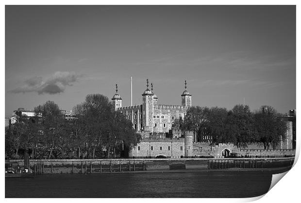 Tower of London riverside B&W Print by Gary Eason