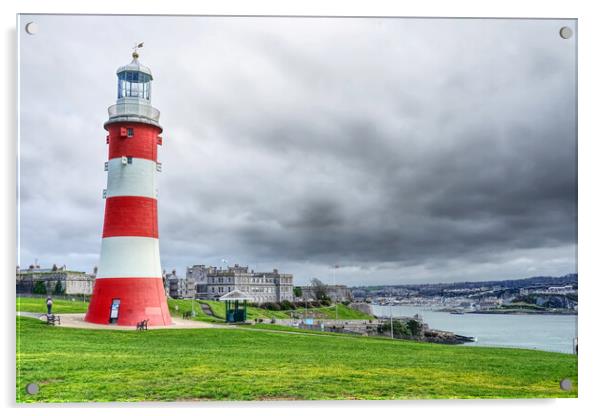 Smeatons Tower on Plymouth Hoe Acrylic by Alison Chambers