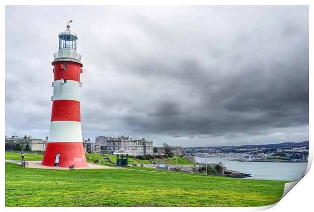 Smeatons Tower on Plymouth Hoe Print by Alison Chambers