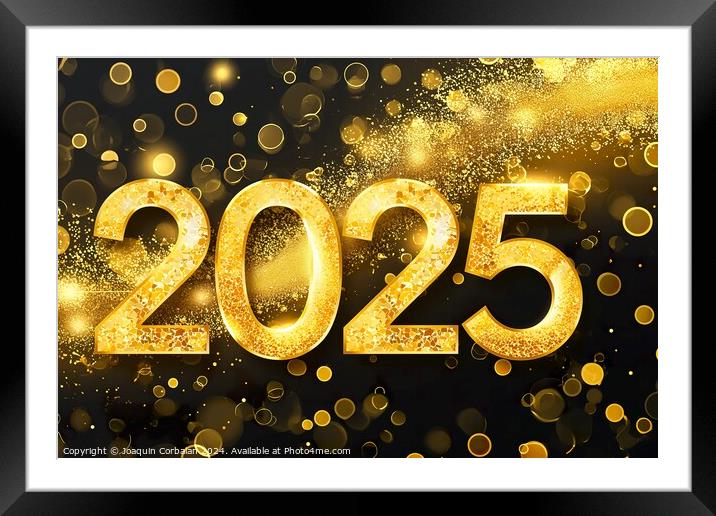 Banner for New Year's greetings with the text "202 Framed Mounted Print by Joaquin Corbalan