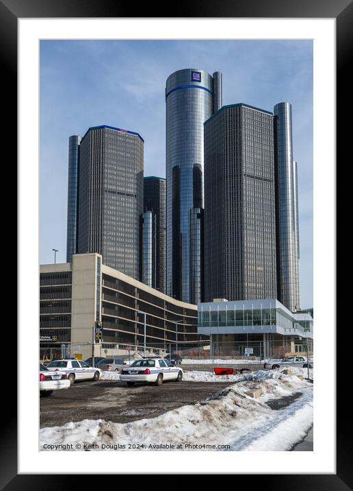 The GM Renaissance Centre, Detroit, USA Framed Mounted Print by Keith Douglas