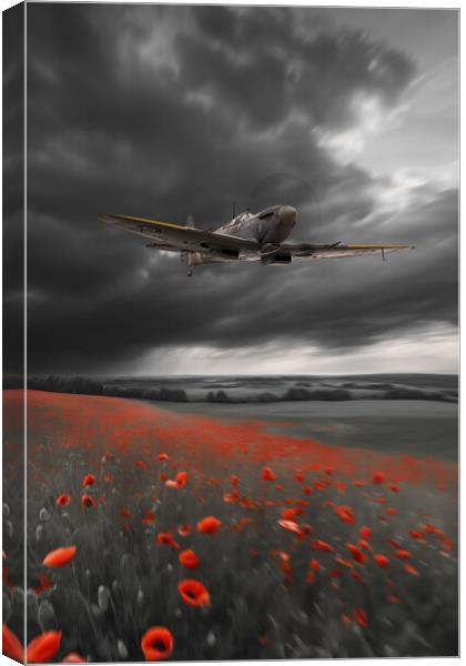 Spitfire Crimson Red Canvas Print by J Biggadike