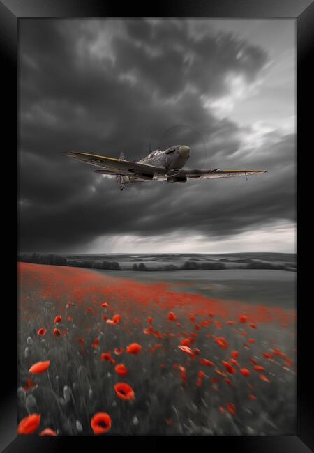 Spitfire Crimson Red Framed Print by J Biggadike