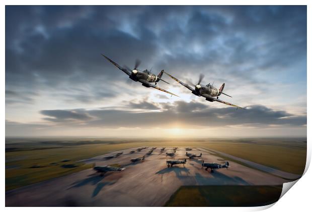 Spitfire Fly By Print by J Biggadike