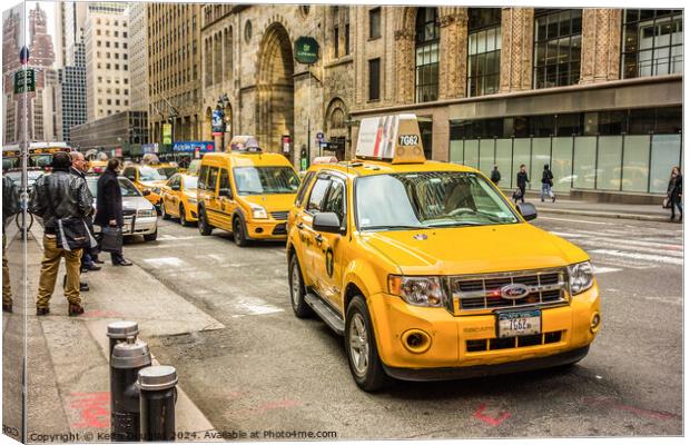 Yellow taxis in New York City  Canvas Print by Keith Douglas