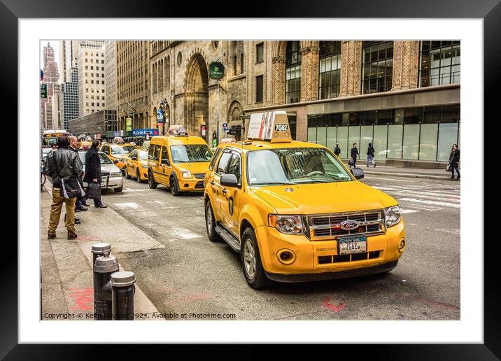 Yellow taxis in New York City  Framed Mounted Print by Keith Douglas